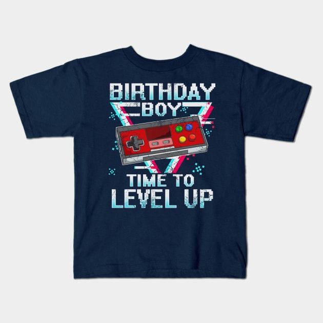 Birthday Boy Time To Level Up Retro Gamer Video Games Kids T-Shirt by E